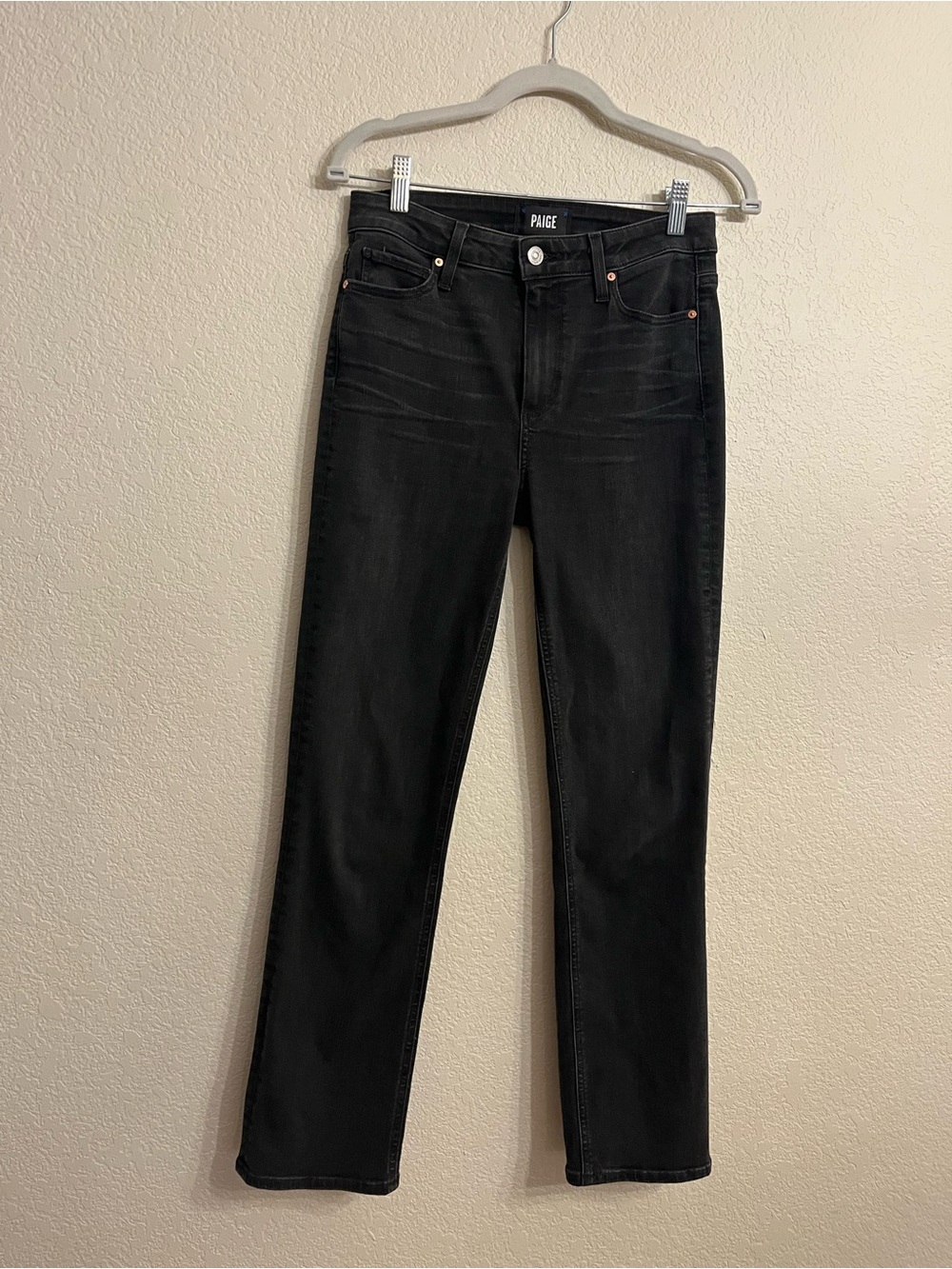 PAIGE Black Straight Leg Jeans